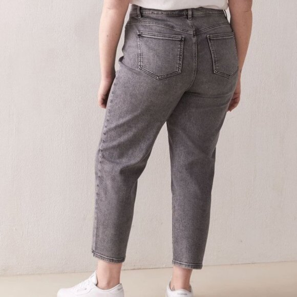 Addition Elle Women Gray High-Rise Slim Cropped Jean Lycra Size 10 - Picture 3 of 10